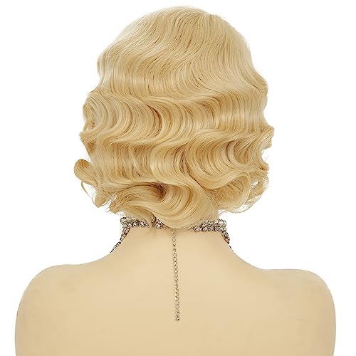 Blonde Retro Curly Wig for Halloween Costume