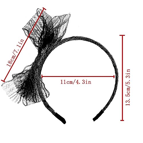 Retro 80s Black Lace Bow Headband