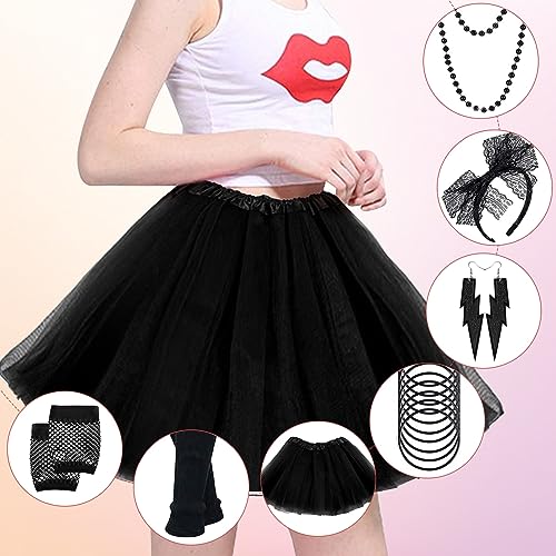 80s Women's Costume Accessories - Tutu Skirt, Headband, Earrings