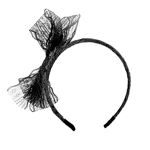 Retro 80s Black Lace Bow Headband