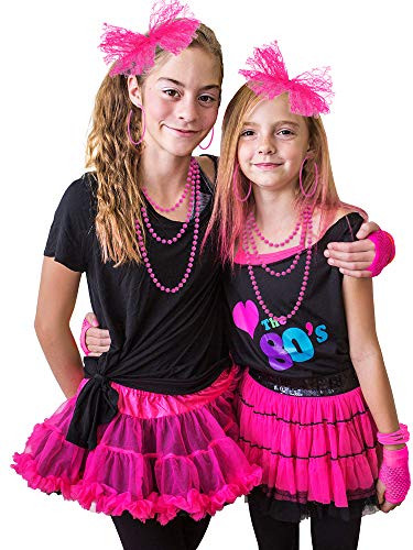 80s Women's Costume Lace Headband Earrings Gloves Necklace