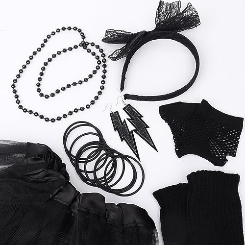 80s Women's Costume Accessories - Tutu Skirt, Headband, Earrings