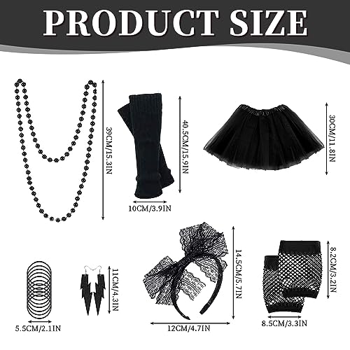 80s Women's Costume Accessories - Tutu Skirt, Headband, Earrings