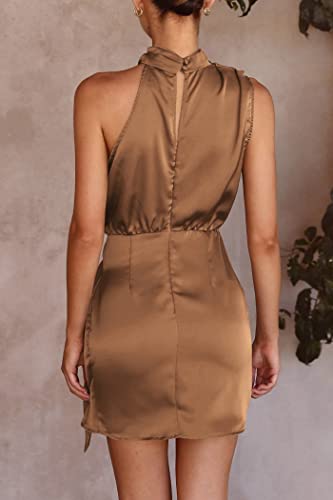 Vintage Sleeveless Satin Cocktail Dress: Women's Summer Attire