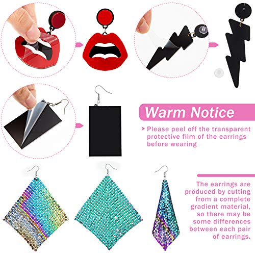 80s Retro Neon Earrings - 4 Pairs (Traditional Style)