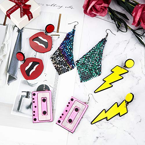 80s Retro Neon Earrings - 4 Pairs (Traditional Style)