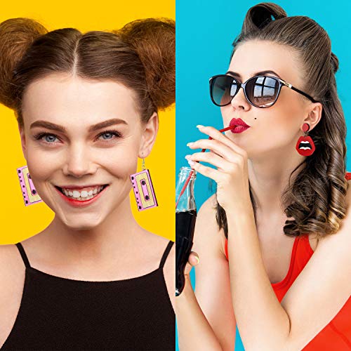 80s Retro Neon Earrings - 4 Pairs (Traditional Style)