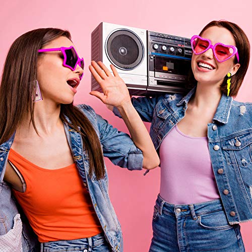 80s Retro Neon Earrings - 4 Pairs (Traditional Style)