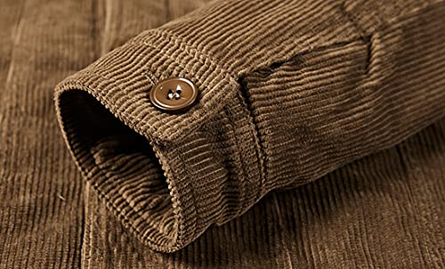 Vintage Sherpa Lined Corduroy Denim Trucker Jacket (XL, Khaki)