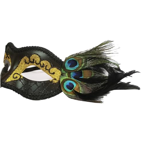 Vintage Gold Sparkle Peacock Feather Eye Mask