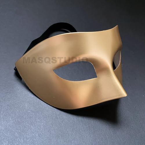 Mens Gold Masquerade Mask for Burlesque Party Dress-Up