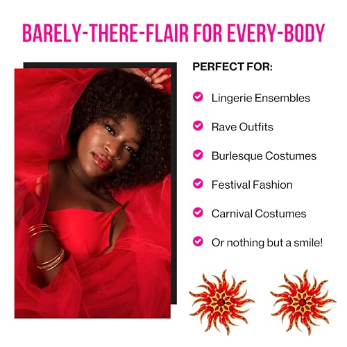 Racy Stacy Red Crystal Starburst Pasties - Reusable Vintage