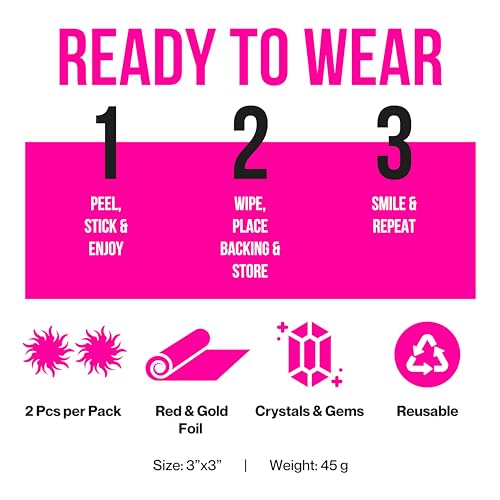 Racy Stacy Red Crystal Starburst Pasties - Reusable Vintage