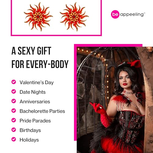 Racy Stacy Red Crystal Starburst Pasties - Reusable Vintage