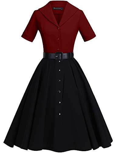 1950 Vintage Women's Midi Shirt Dress with Belt