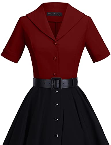 1950 Vintage Women's Midi Shirt Dress with Belt