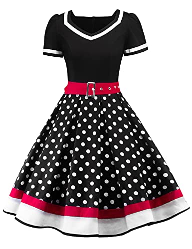 Nihsatin Polka Dot Rockabilly Swing Dress