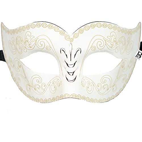 Ivory White Leather Masquerade Mask for Men