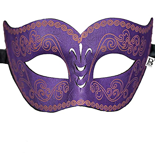 Purple Leather Masquerade Mask for Men - Vintage/Retro