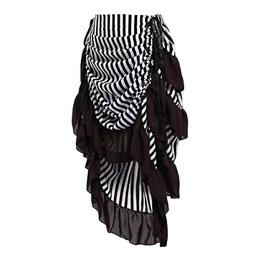Victorian Steampunk Pirate Costume Skirt Brown Stripes XXL