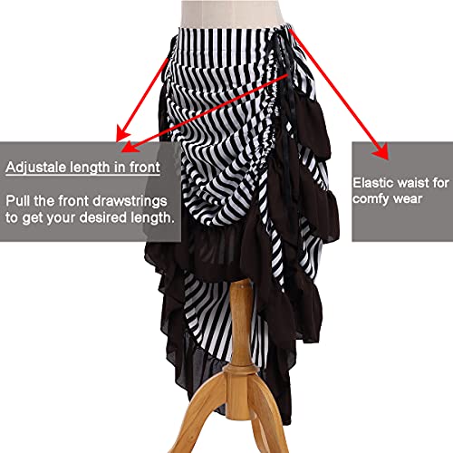 Victorian Steampunk Pirate Costume Skirt Brown Stripes XXL