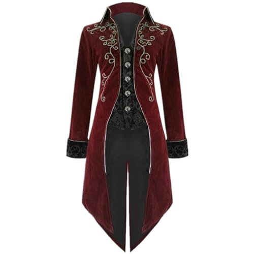 Men's Medieval Steampunk Tailcoat Jacket, Halloween Costume (XXL)