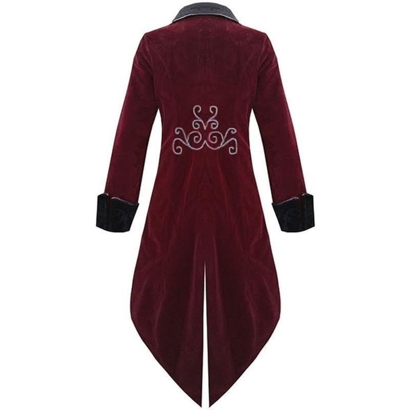 Men's Medieval Steampunk Tailcoat Jacket, Halloween Costume (XXL)