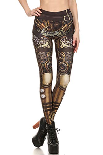Halloween Steampunk Retro Print High Waisted Leggings Women