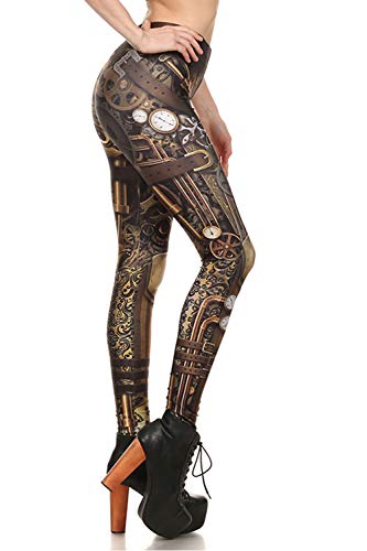 Halloween Steampunk Retro Print High Waisted Leggings Women