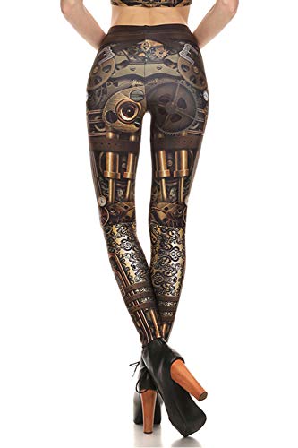 Halloween Steampunk Retro Print High Waisted Leggings Women