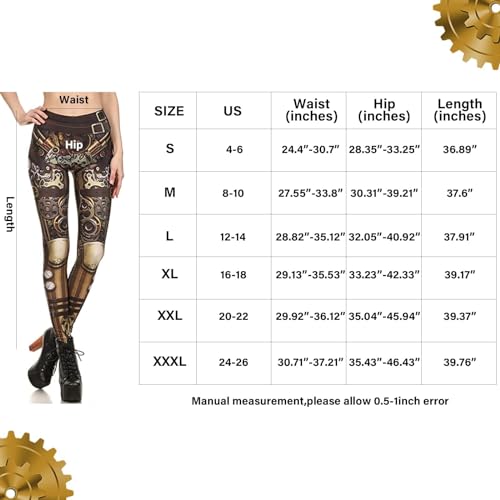 Halloween Steampunk Retro Print High Waisted Leggings Women