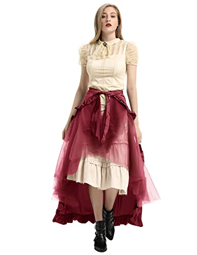 Belle Poque Ruffled Victorian Renaissance Skirt/Cape Set Wine