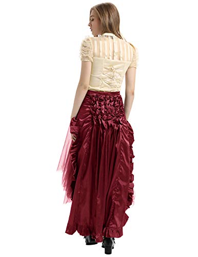 Belle Poque Ruffled Victorian Renaissance Skirt/Cape Set Wine