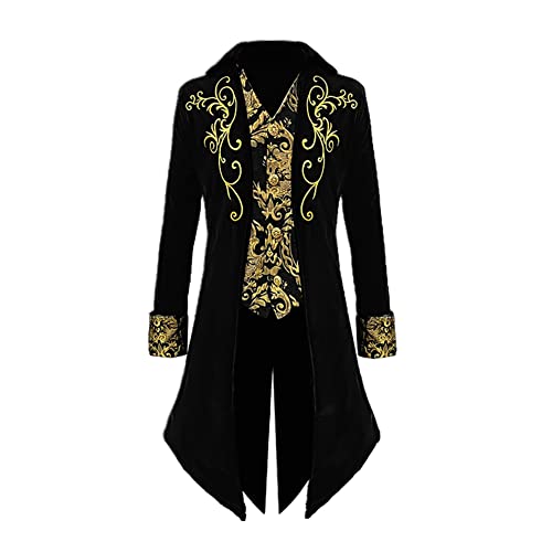 Men's Vintage Steampunk Gothic Tailcoat Frock Coat (Black)