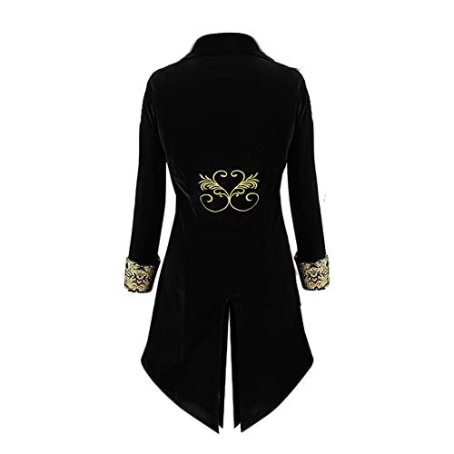 Men's Vintage Steampunk Gothic Tailcoat Frock Coat (Black)