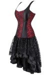 Red Floral Dress Corset Skirt Retro Lingerie Burlesque