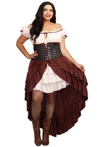 Plus-Size Saloon Gal Wild West Costume in Brown