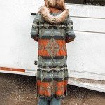 Vintage Orange Hooded Long Cardigan Sweater