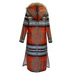 Vintage Orange Hooded Long Cardigan Sweater