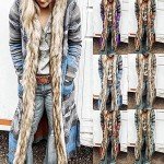 Vintage Orange Hooded Long Cardigan Sweater