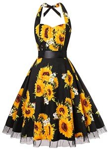 Vintage Polka Dot Halter Dress - Floral Spring