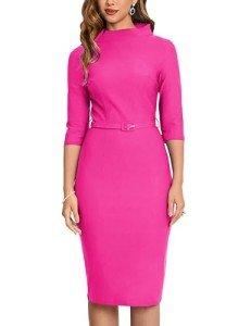 Retro 1950s Style Pink Midi Dress