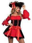 Vixen Pirate Wench Set: Sexy Halloween Costume (Black/Red)