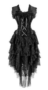 Kimring Vintage Saloon Girl Corset Dress Costume Black