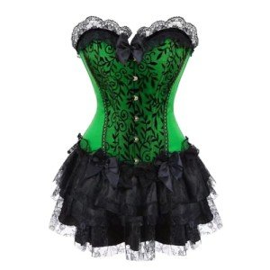 Green Renaissance Corset Set for Plus Size Women
