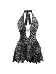 Leopard Print Halter Dress with Ruffles