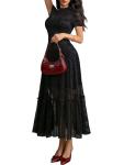 Gothic Floral Lace Midi Dress for Women