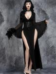 Witchy Gothic Lace Dress with High Slit