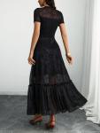 Gothic Floral Lace Midi Dress for Women