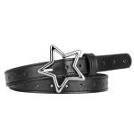 Vintage Black Leather Star Belt for Y2K Style